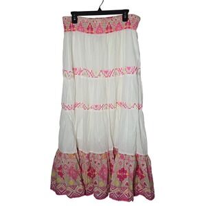 Style & Co Tiered Maxi Skirt Size Large Boho Hippie Summer Resort Vacation Beach